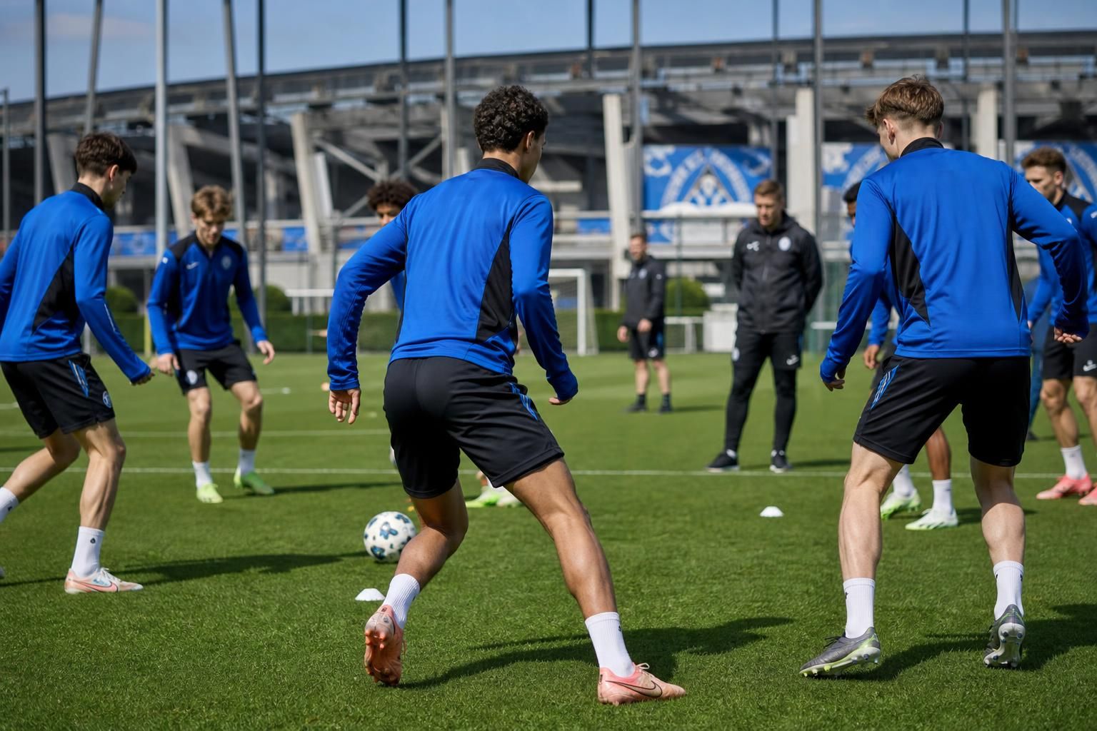 Jonge spelers van Club Brugge tijdens de voorbereiding