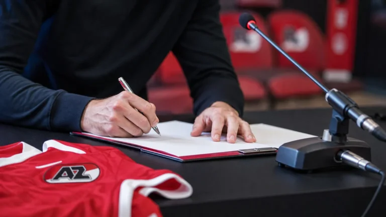 Transfercontext rond AZ met focus op een officiële presentatie zonder herkenbare gezichten