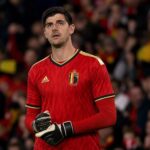 Thibaut Courtois in actie voor de Rode Duivels tijdens een gespannen WK-moment