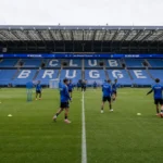 Club Brugge-spelers tijdens een groepssessie in het Jan Breydelstadion