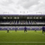 Keepersgroep van RSC Anderlecht tijdens de opwarming in het Lotto Park