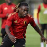 Jérémy Doku tijdens een training van de Rode Duivels