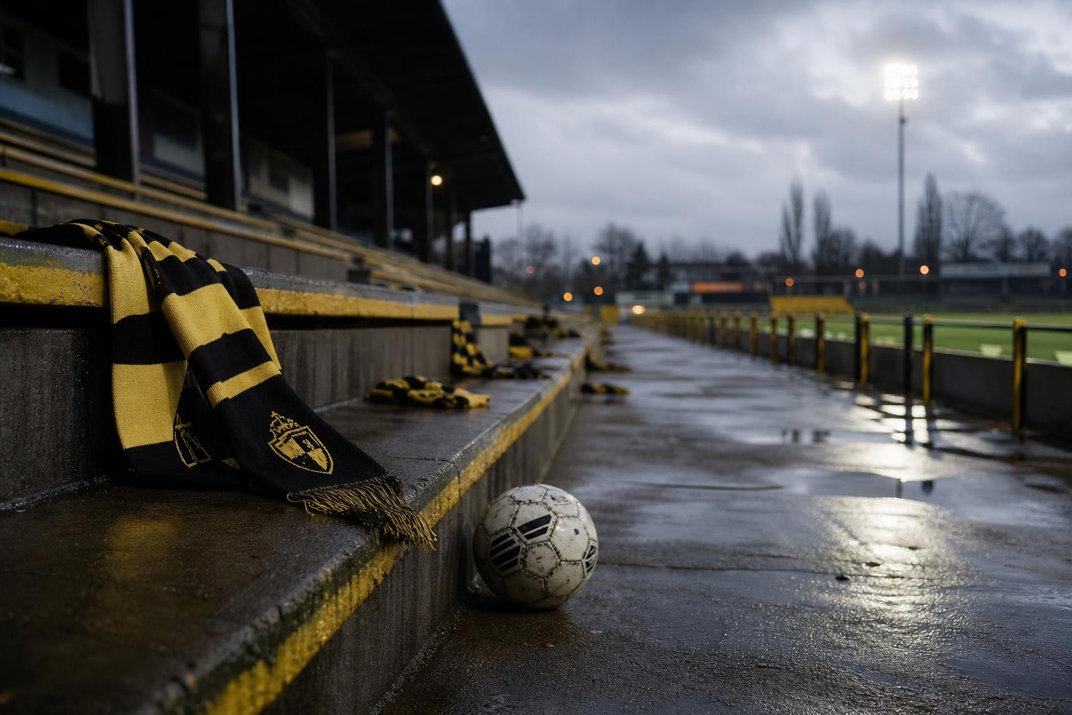 Sfeerbeeld van een leeg voetbalstadion bij nieuws over Karel Snoeckx.