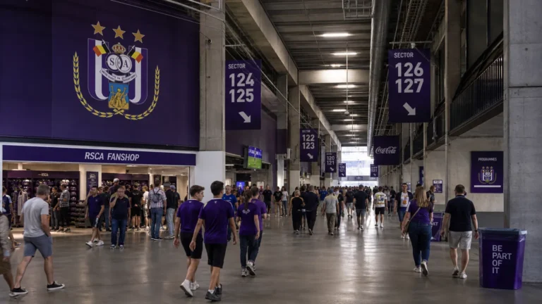 Supporters op de stadionconcourse van RSC Anderlecht voor een wedstrijd