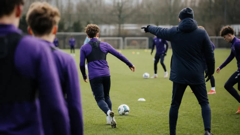 Jeugdspelers van Anderlecht tijdens een training op Neerpede