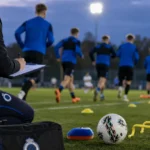 Sfeerbeeld rond de technische staf van Club NXT tijdens een trainingscontext.
