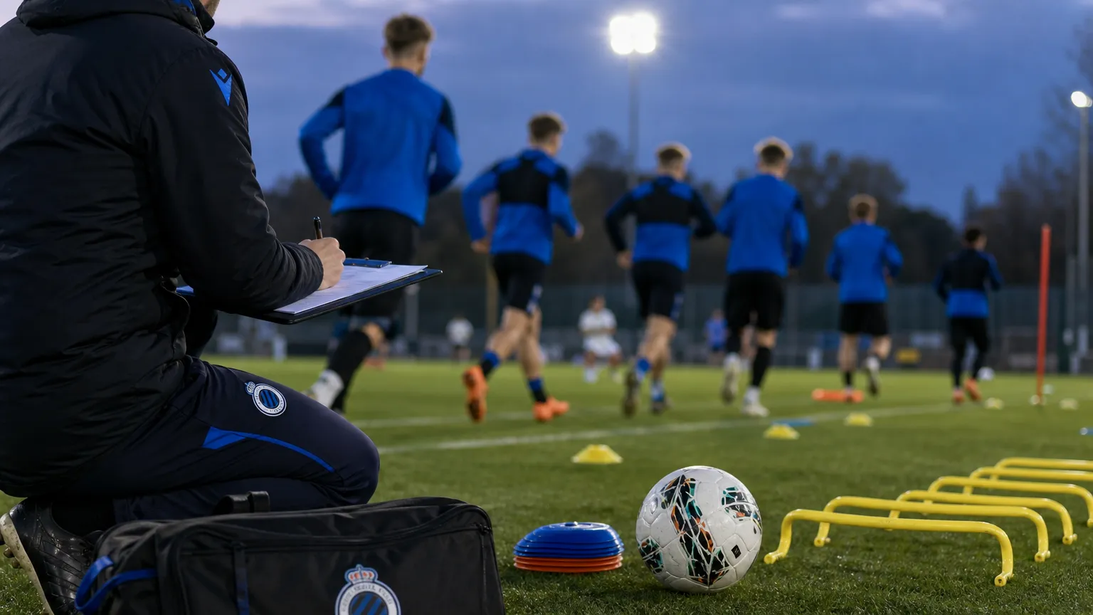 Sfeerbeeld rond de technische staf van Club NXT tijdens een trainingscontext.