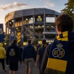 Transfercontext rond Union SG met supporterssfeer aan het stadion zonder herkenbare gezichten
