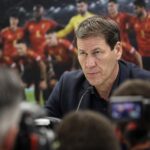 Rudi Garcia tijdens een gespannen persmoment voor de Rode Duivels