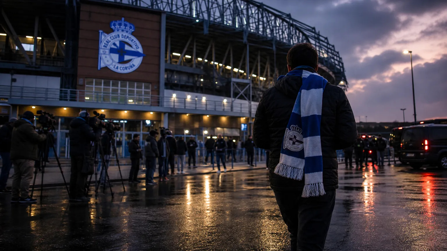 Transfercontext rond Deportivo La Coruña bij het stadion zonder herkenbare personen