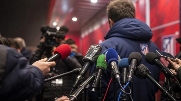 Persmoment rond een gevoelig transferdossier tussen Atlético Madrid en FC Barcelona