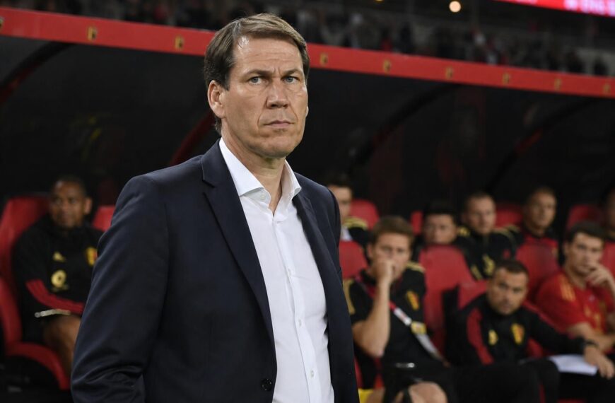 Rudi Garcia langs de lijn bij de Rode Duivels tijdens het WK