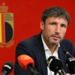 Mark van Bommel spreekt als nieuwe bondscoach van de Rode Duivels in een perscontext