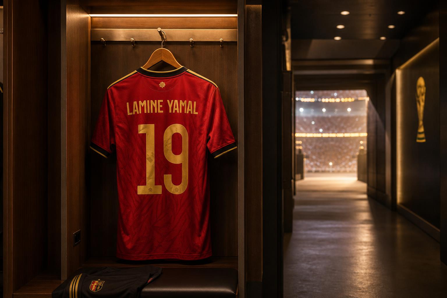 Lamine Yamal dribbelt vanaf de rechterflank tijdens WK 2026.