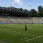Het Dudenpark tijdens de voorbereidingen op een wedstrijddag van Union