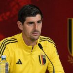Thibaut Courtois spreekt als doelman van België voor de WK-clash tegen Spanje