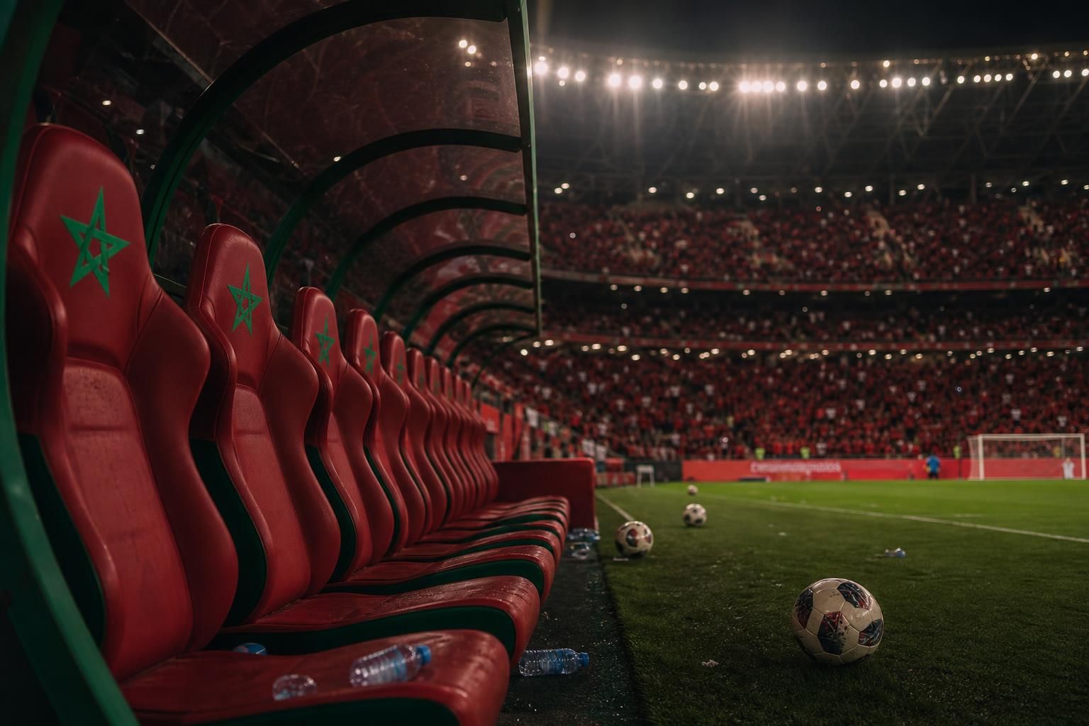 Gespannen Marokkaanse WK-sfeer rond de spelersbank voor de kwartfinale tegen Frankrijk