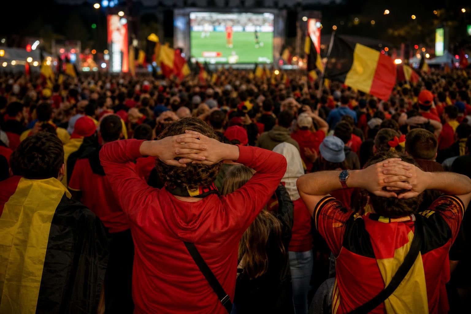 Belgische supporters beleven een gespannen WK-avond rond de Rode Duivels.