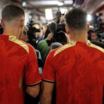 Belgische WK-sfeer met Rode Duivels-shirts en perscamera's zonder herkenbare spelers