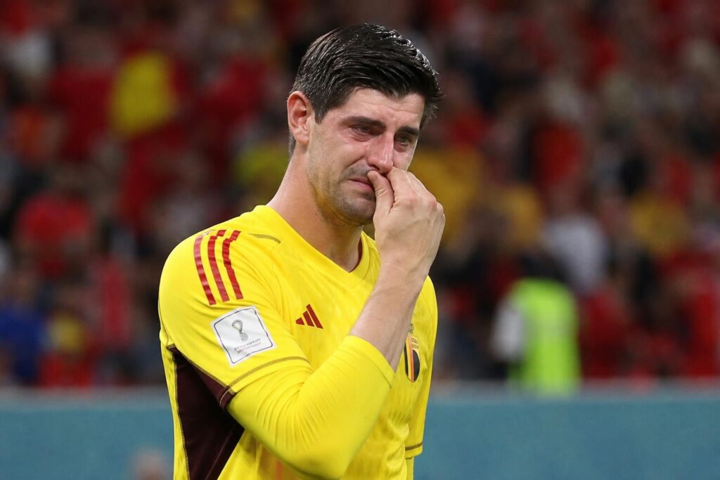 Thibaut Courtois tijdens België-Spanje op het WK 2026
