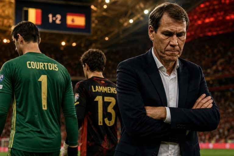 Rudi Garcia langs de zijlijn na de late wissel van Courtois
