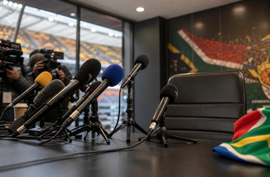 Persmoment rond de toekomst van Hugo Broos bij Zuid-Afrika