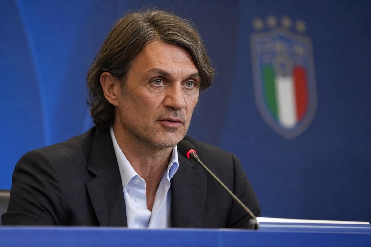 Paolo Maldini in een Italiaanse voetbalbondcontext na zijn aanstelling als technisch directeur