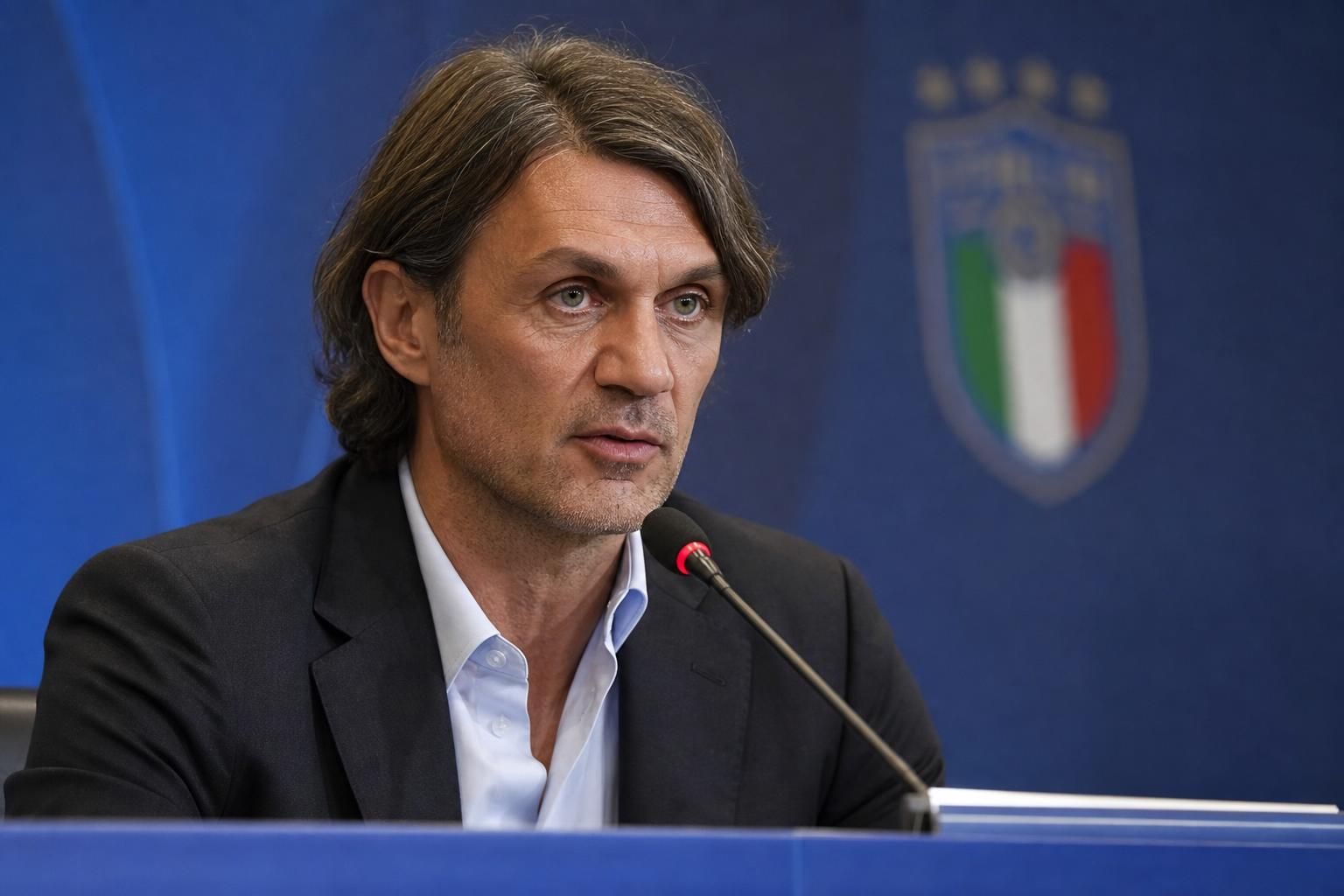 Paolo Maldini in een Italiaanse voetbalbondcontext na zijn aanstelling als technisch directeur