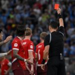 Tense WK-match scene after Breel Embolo red card for Switzerland against Argentina