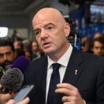 Gianni Infantino tijdens een gespannen FIFA-persmoment op het WK.