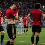 Belgische spelers balen na de WK-uitschakeling tegen Spanje