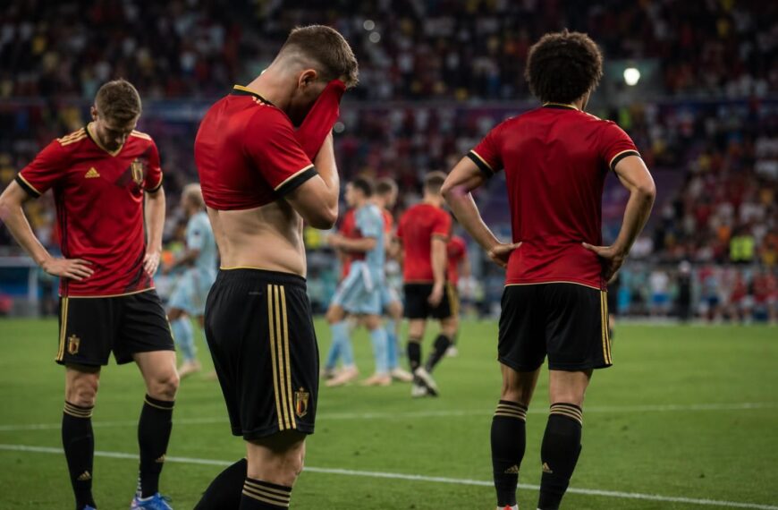 Belgische spelers balen na de WK-uitschakeling tegen Spanje