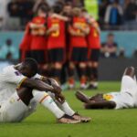 Ontgoochelde Senegal-spelers na de WK-wedstrijd tegen de Rode Duivels