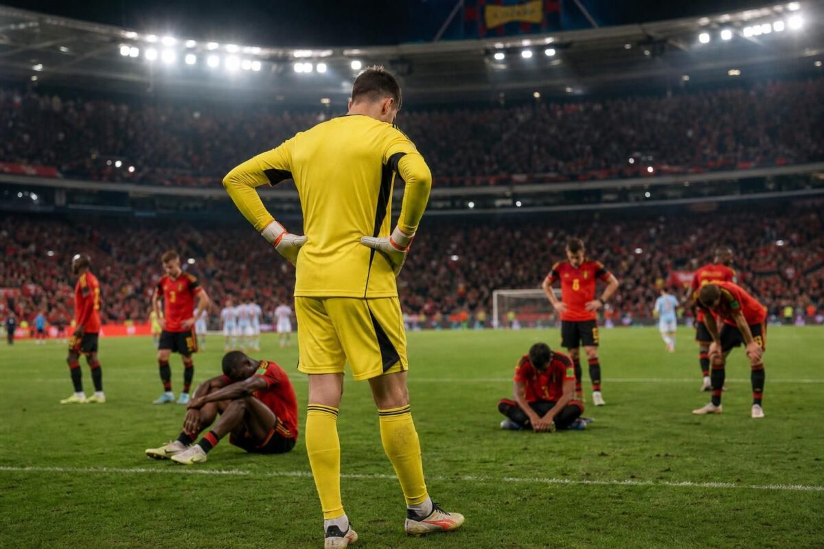 Gespannen stadionbeeld rond de Rode Duivels na de uitschakeling tegen Spanje