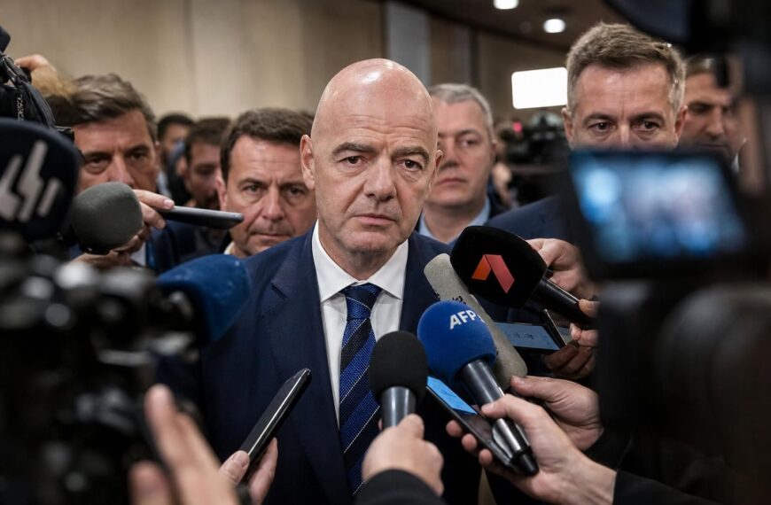 Gianni Infantino in een gespannen WK-context na de commotie rond België en Folarin Balogun