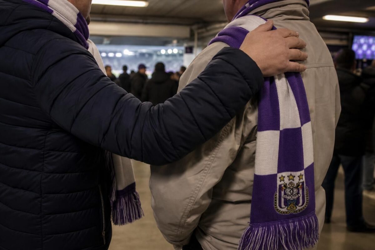 Paars-witte Anderlecht-sfeer rond een nostalgisch weerzien zonder herkenbare gezichten