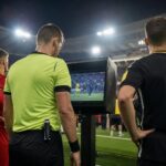 Scheidsrechter tijdens een VAR-moment in een Belgisch stadion