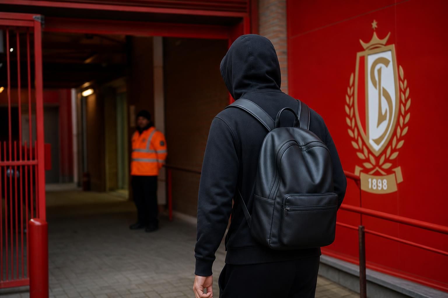 Transfercontext rond Standard Luik met een aankomstsfeer aan het stadion zonder herkenbare gezichten