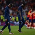 Ontgoochelde Franse spelers na de WK-halve finale tegen Spanje