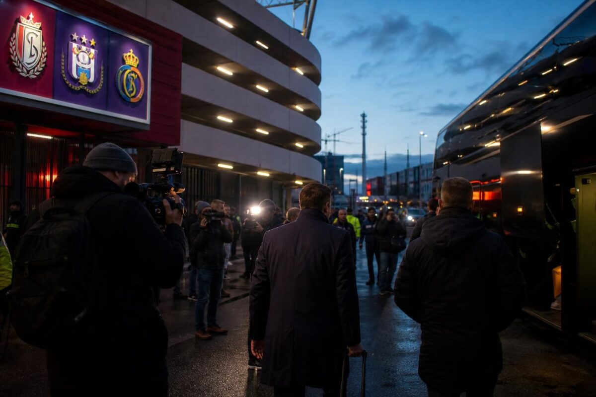 Transfersfeer rond Belgische clubs in een stadionomgeving