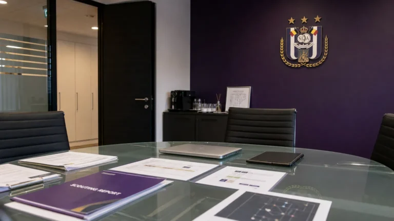 Operationele vergaderruimte van RSC Anderlecht tijdens de transferperiode.