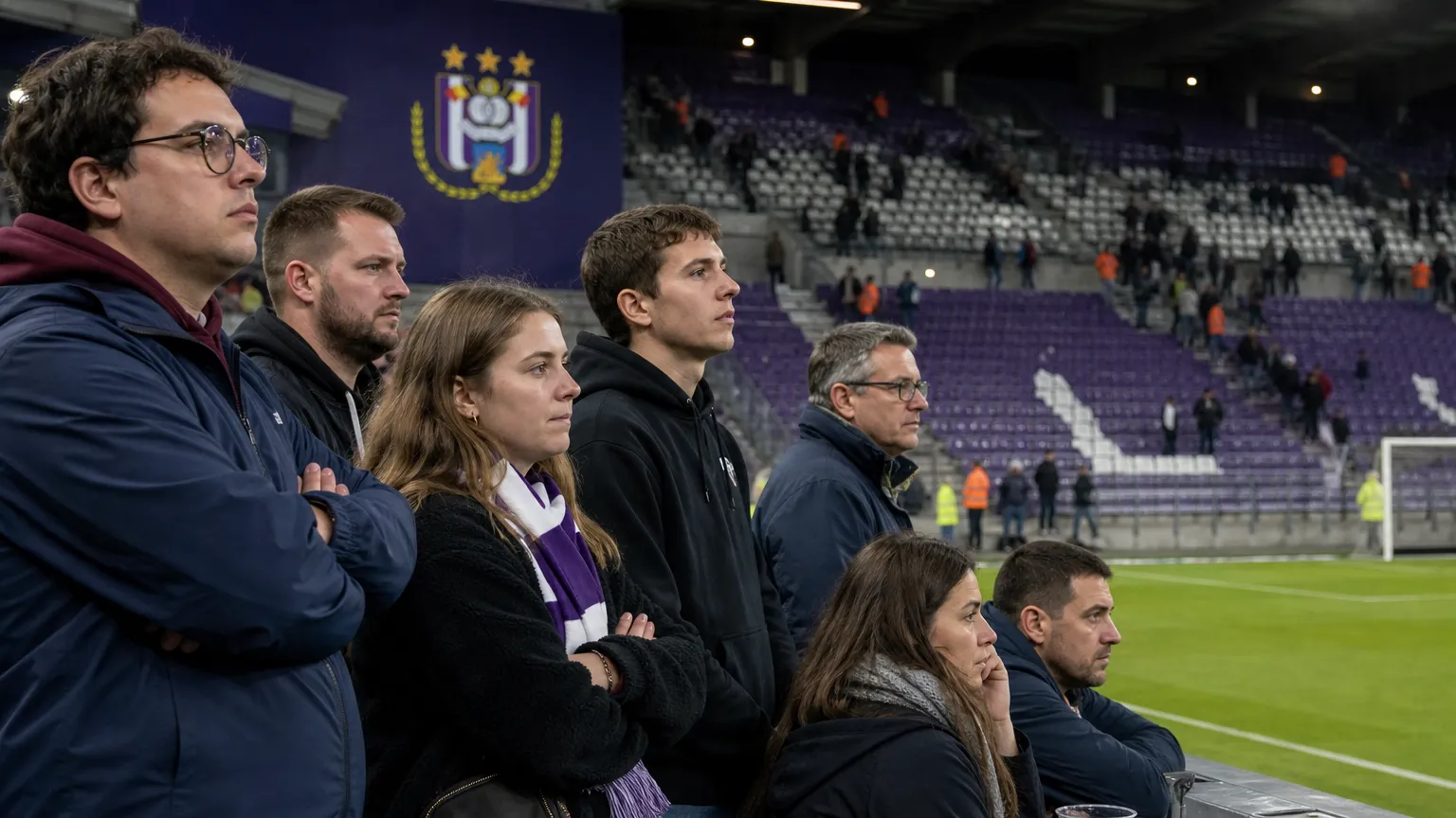 Supporters van RSC Anderlecht in het uitvak na een wedstrijd.