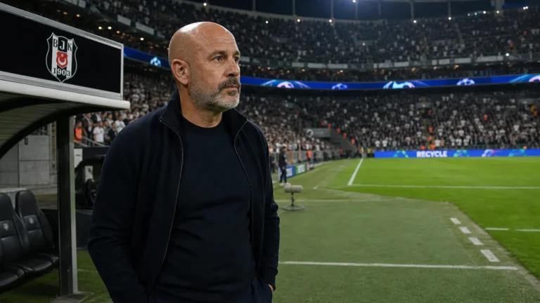 Vincenzo Italiano in de technische zone van Besiktas na een Europese wedstrijd.