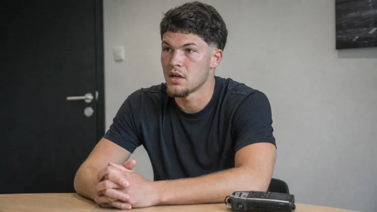 Kyriani Sabbe spreekt tijdens een rustig interview in een neutrale binnenruimte.