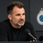 Ivan Leko spreekt tijdens een persconferentie van Club Brugge.