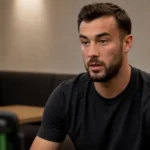 Charles Vanhoutte tijdens een rustig interview in een clubmediahoek.