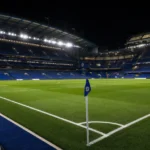 Stamford Bridge in Londen, klaar voor een Europese voetbalavond.