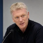 David Moyes spreekt tijdens een persmoment na een wedstrijd van Everton.