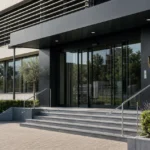 De ingang van het Lotto Park met een discreet RSC Anderlecht-clubembleem.