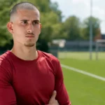 Santiago Garcia in neutrale sportkleding aan de rand van een trainingsveld.